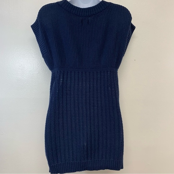 Mudd‎ Y2K Empire Sweater Large  Blue Scoop Neck Cap Sleeve Long Line Boho Casual - Picture 6 of 10